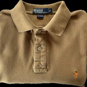 POLO Ralph Lauren Men's Beige Cotton Mesh/Piqué Knit Polo Shirt - Classic Fit XL